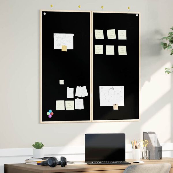 vidaXL Bulletin Board Folding Black 100 x 100 x 1.4 cm Solid pine wood