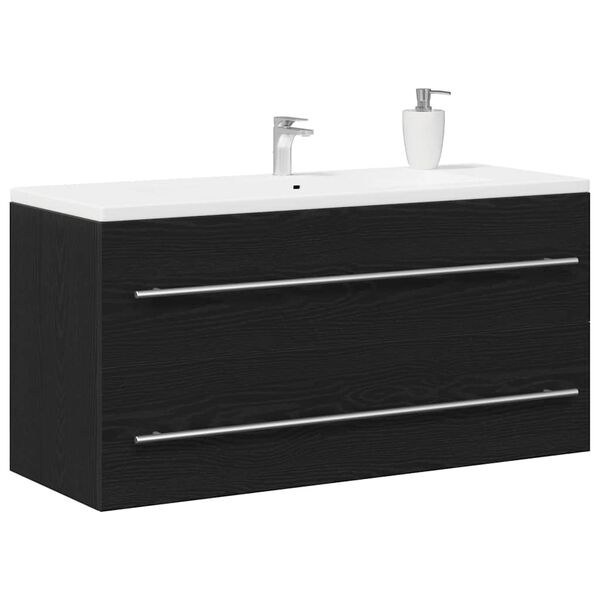 vidaXL Bathroom Sink Cabinet Black Oak 100x38.5x48 cm Engineered Wood