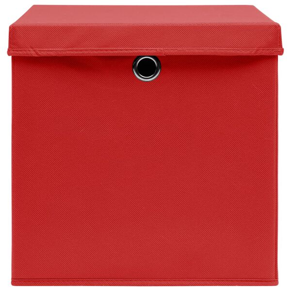 vidaXL Storage Boxes with Lids 4 pcs Red 32x32x32 cm Fabric