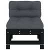 vidaXL Middle Sofa with Cushions Black Solid Wood Pine