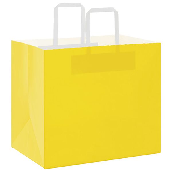vidaXL Paper Bags 50 pcs with Handles Yellow 32x22x28 cm