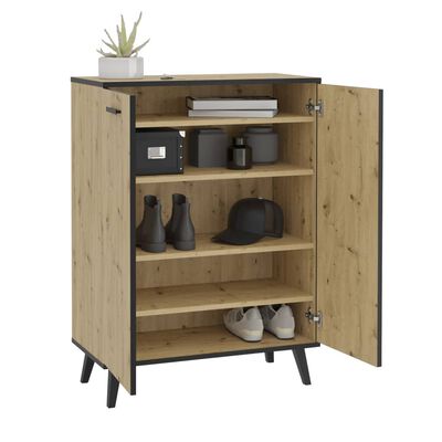 FMD Shoe Cabinet with 5 Compartments 68.5x33x93.5 cm Artisan Oak