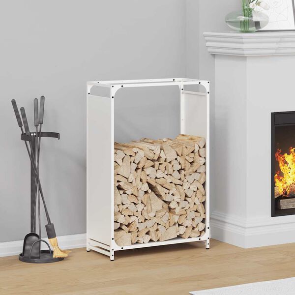 vidaXL Firewood Rack White 60x28x90 cm Cold-rolled steel