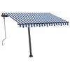 vidaXL Freestanding Manual Retractable Awning 300x250 cm Blue/White