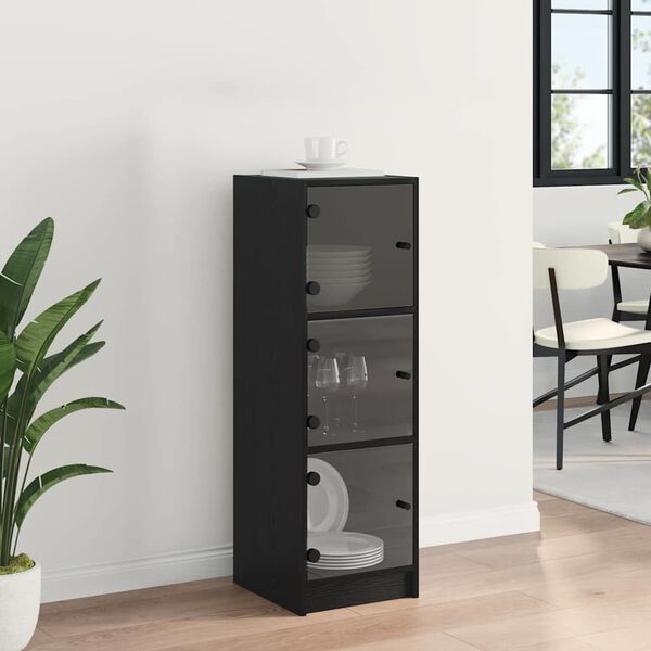 vidaXL Highboard Black Oak 35 x 37 x 109 cm Engineered Wood
