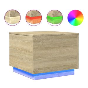 vidaXL Coffee Table with LED Lights Sonoma Oak 50x50x40 cm