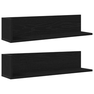 vidaXL Wall Shelves 2 pcs Black 75x16.5x16.5 cm Engineered Wood