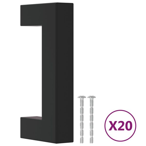 vidaXL Cabinet Handles 20 pcs Black 64 mm Stainless Steel