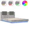 vidaXL Bed Frame with LED without Mattress Concrete Grey 140x200 cm