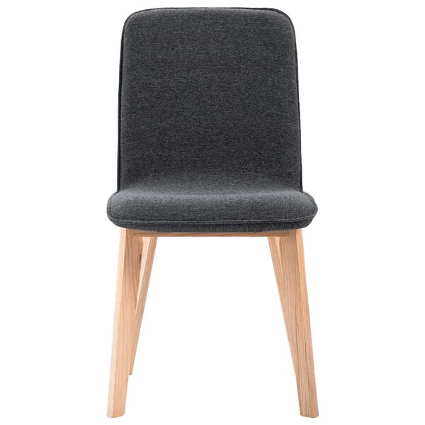 vidaXL Dining Chairs 4 pcs Grey Fabric and Solid Oak Wood