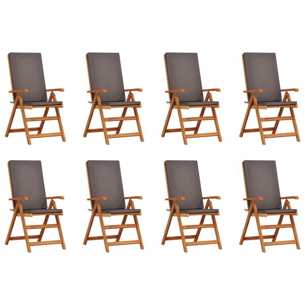 vidaXL Garden Chair 8 pcs Brown and Grey 57 x 71.5 x 104 cm
