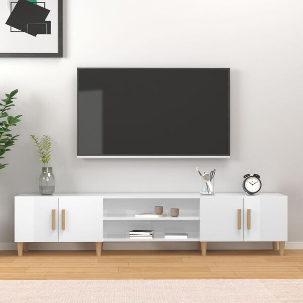 vidaXL TV Cabinet High Gloss White 180x31.5x40 cm Engineered Wood