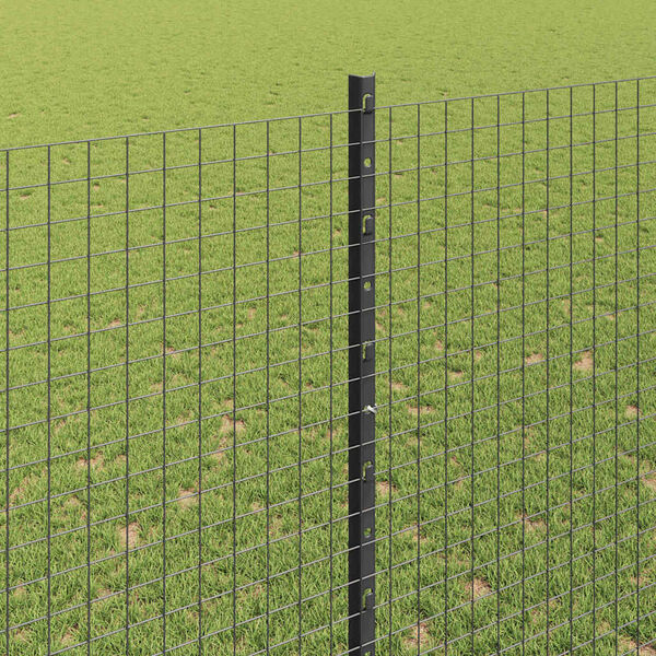 vidaXL Fence with Post Grey 1.5 x 25 m Steel