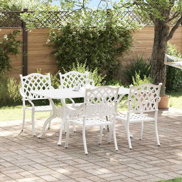 vidaXL Garden Dining Set 5 pcs White Aluminium
