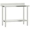 vidaXL Kitchen Work Table with Backsplash 110x55x93 cm Stainless Steel