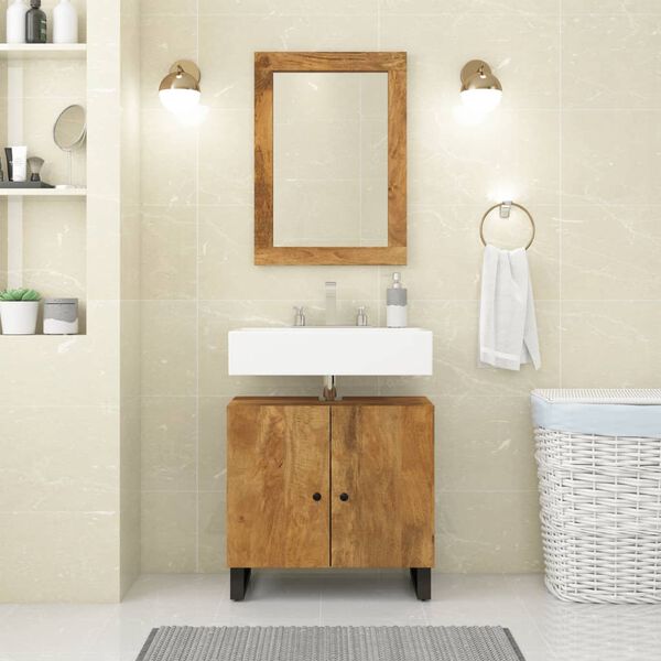 vidaXL Mirror 70x50 cm Solid Wood Mango and Glass