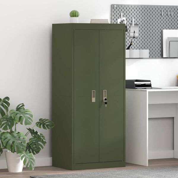 vidaXL Storage Cabinet Olive Green 60 x 40 x 140 cm Cold-Rolled Steel