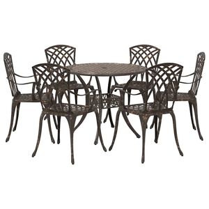 vidaXL Garden Dining Set 7 pcs Bronze Aluminium