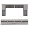 vidaXL 8 Piece TV Wall Cabinet Set with LED Lights Grey Sonoma