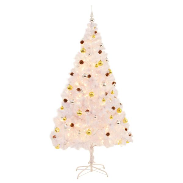 vidaXL Artificial Pre-lit Christmas Tree with Baubles White 210 cm