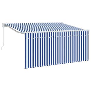 vidaXL Retractable Awning Retractable Blue and White 300 x 200 cm