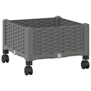 vidaXL Garden Planter with Wheels Light Grey 40 x 40 x 29 cm PP