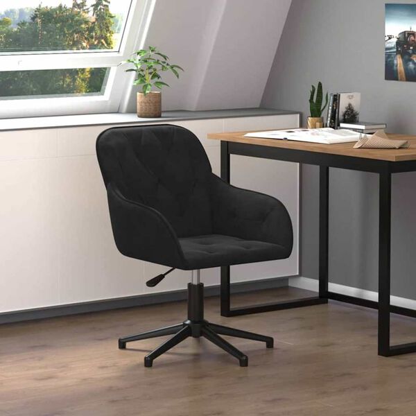 vidaXL Office Chair Height Adjustable Black 56 x 61.5 x 72 cm Velvet