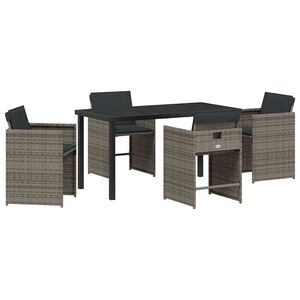 vidaXL Garden Dining Set 5 pcs Grey Poly Rattan