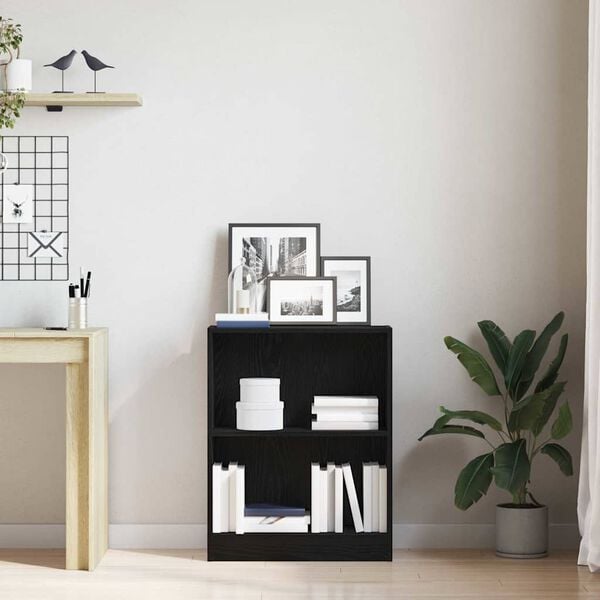 vidaXL Book Cabinet Black Oak 60 x 24 x 76 cm Engineered Wood