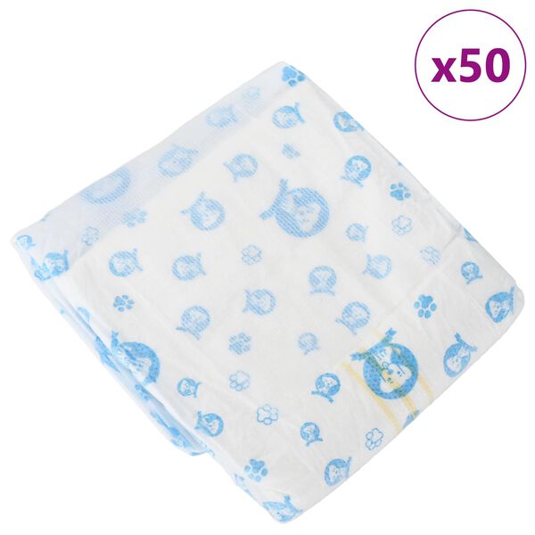 vidaXL Disposable Dog Diaper Male 50 pcs White XS