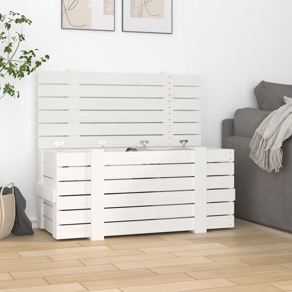 vidaXL Storage Box White 91x40.5x42 cm Solid Wood Pine