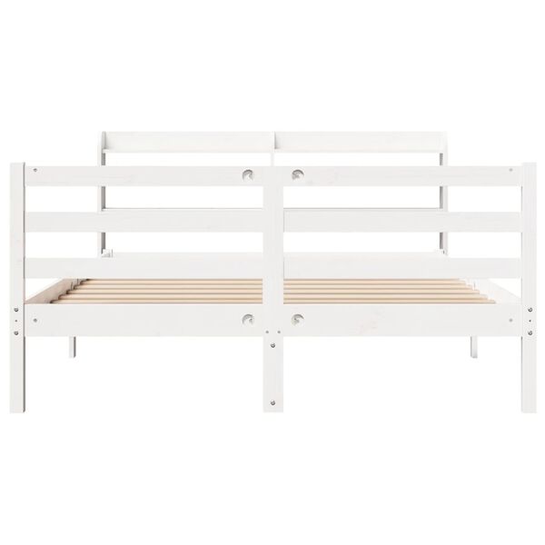 vidaXL Bed Frame with Headboard without Mattress White 120x190 cm Small Double