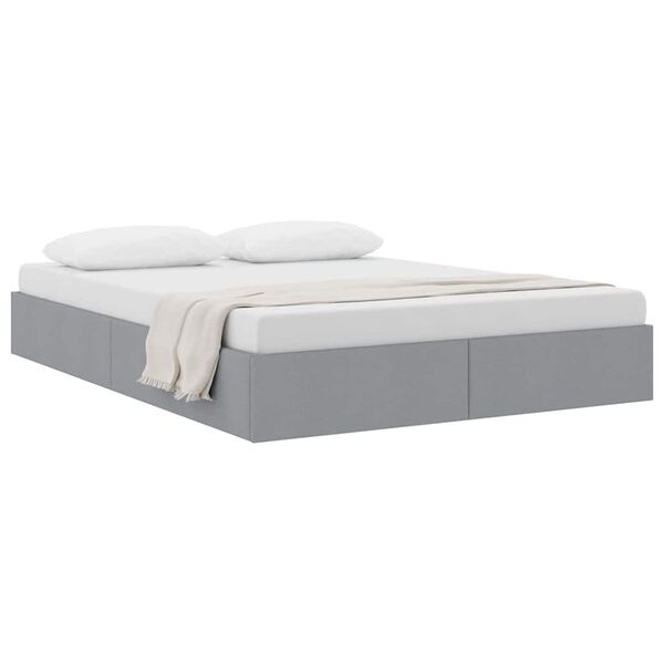 vidaXL Storage Bed with Mattress Light Grey 135 x 190 cm Fabric