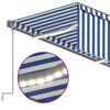 vidaXL Manual Retractable Awning with Blind&LED 5x3m Blue&White