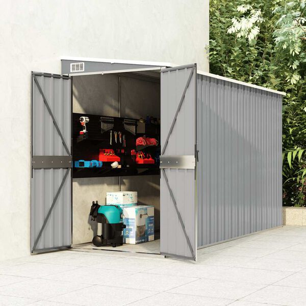 vidaXL Wall-mounted Garden Shed Grey 118x288x178 cm Galvanised Steel