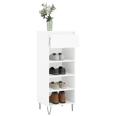 vidaXL Shoe Cabinet High Gloss White 40x36x105 cm Engineered Wood