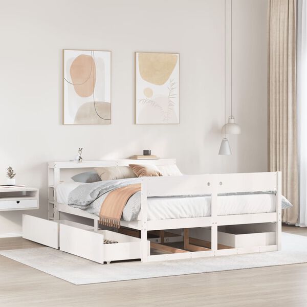 vidaXL Bed Frame without Mattress White 160x200 cm Solid Wood Pine