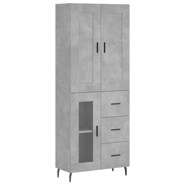 vidaXL Highboard Concrete Grey 69.5x34x180 cm Engineered Wood