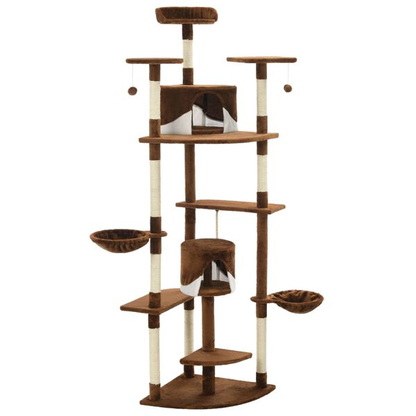 vidaXL Cat Tree with Sisal Scratching Posts 203 cm Brown and White