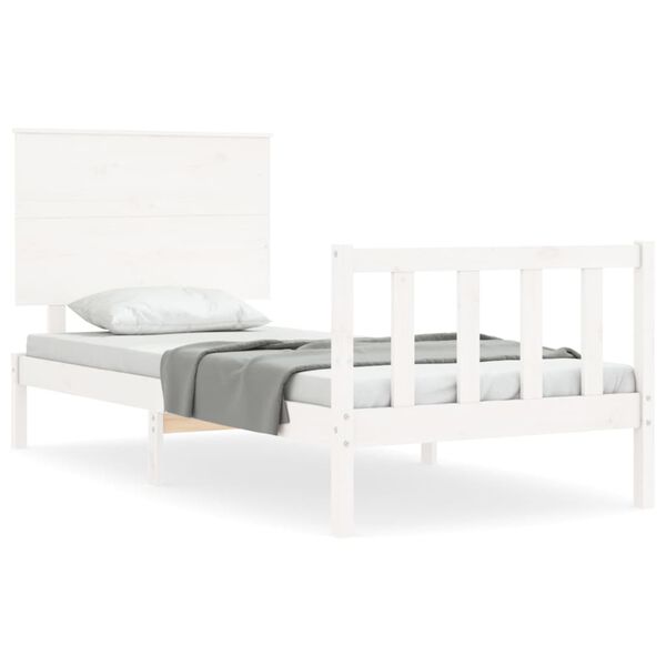 vidaXL Bed Frame without Mattress White Single Solid Wood Pine
