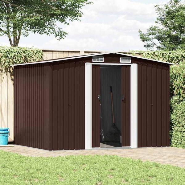 vidaXL Garden Storage Shed Brown 257x205x178 cm Steel