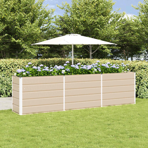 vidaXL Planter Ivory 290 x 90 x 77 cm Galvanised Steel