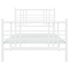 vidaXL Metal Bed Frame without Mattress with Footboard White 90x200cm