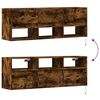 vidaXL TV Wall Cabinet with LED Lights Smoked Oak 130x31x45 cm