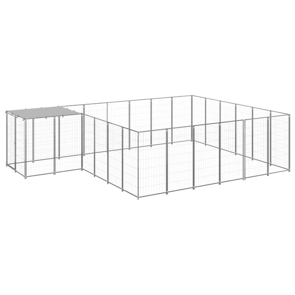 vidaXL Dog Kennel Silver 12.1 m&sup2; Steel