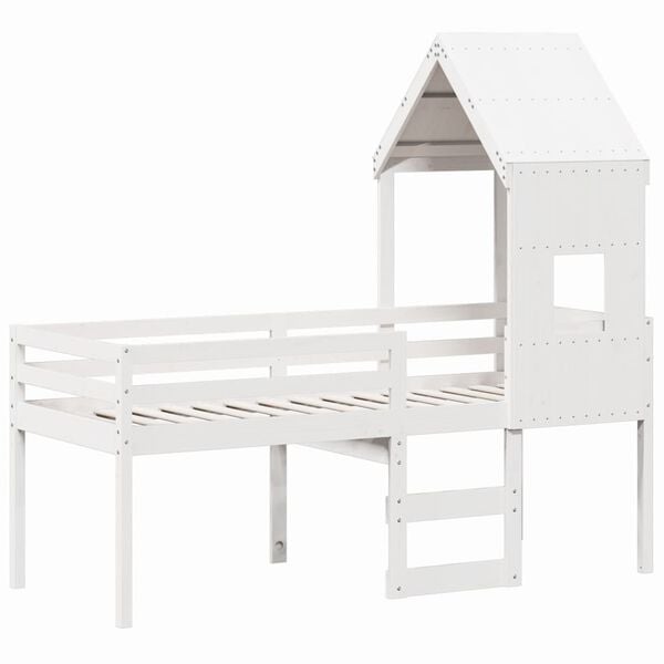 vidaXL High Sleeper Bed without Mattress White 90x200 cm Solid Wood Pine