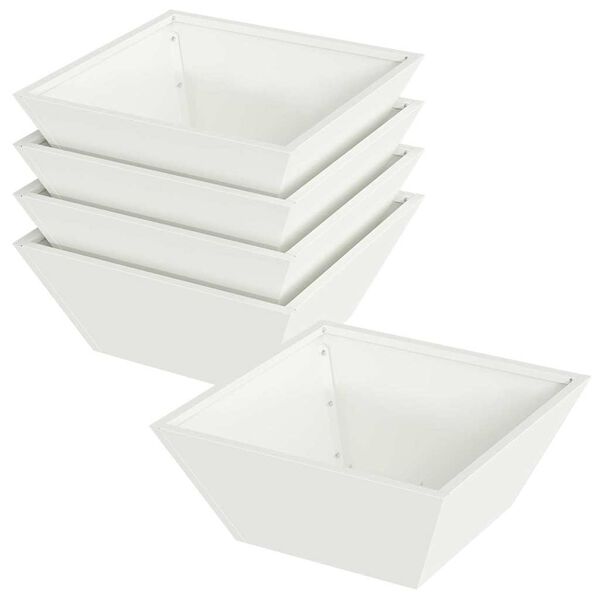 vidaXL Garden Planter 5 pcs White 40 x 40 x 15 cm Cold-rolled Steel