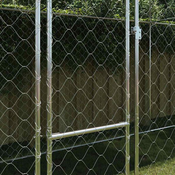 vidaXL Dog Cage with Roof Silver 800 x 200 x 258 cm Steel and PE