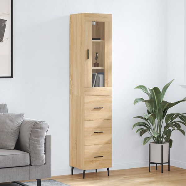 vidaXL Highboard Sonoma Oak 34.5x34x180 cm Engineered Wood