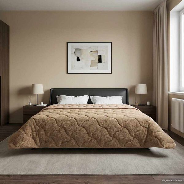 vidaXL Winter Duvet Taupe 220 x 260 cm Microfiber and Teddy fleece